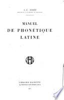 Manuel de phonétique latine