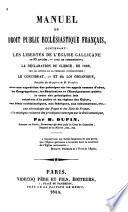 Manuel du droit public ecclesiastique français, contenant