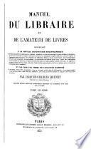 Manuel du libraire et de l'amateur de livres: Table méthodique