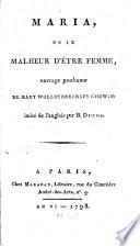 Maria, ou, Le malheur d'être femme