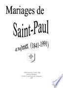 Mariages de Saint-Paul d'Aylmer (1841-1941).