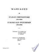 Mariages de St-Jean Chrysostome, 1830-1966 [et de] St. Romuald d'Etchemin, 1854-1966