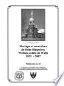 Mariages et annotations de Saint-Hippolyte, Wotton, comté de Wolfe, 1851-2007