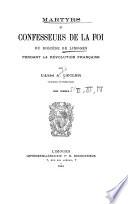 Martyrs et confesseurs de la foi du diocèse de Limoges pendant la Révolution française