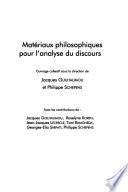 Matériaux philosophiques pour l'analyse du discours