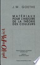 Matériaux pour l'histoire de la théorie des couleurs