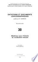 Matériaux pour l'histoire du vocabulaire français