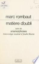 Matière d'oubli