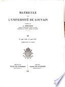 Matricule de l'Université de Louvain: 31 août 1485-31 août 1527. v
