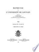 Matricule de l'Université de Louvain, publiée