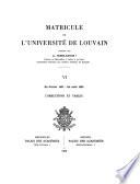 Matricule de l'Université de Louvain, publiée