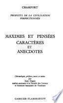 Maximes et pensées