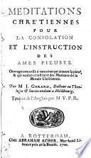 Méditations chrétiennes pour la consolation et l'instruction des âmes pieuses