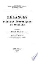 Mélanges d'études économiques et sociales oferts à Édouard Folliet ...
