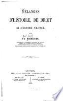 Mélanges d'histoire, de droit et d'economie politique
