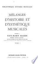 Mélanges d'histoire et d'esthétique musicales offerts à Paul-Marie Masson