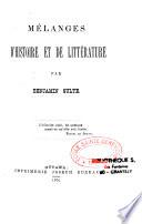 Mélanges d'histoire et de littérature