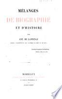 Mélanges de biographie et d'histoire