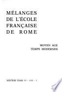 Mélanges de l'Ecole française de Rome