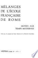 Mélanges de l'Ecole française de Rome
