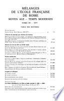 Mélanges de l'Ecole française de Rome
