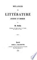 Mélanges de littérature ancienne et moderne