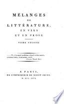 Melanges de litterature, en vers et en prose. Tome second