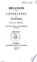 Mélanges de littérature et de critique