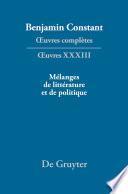 Mélanges de littérature et de politique