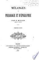 Mélanges de philologie et d'épigraphie