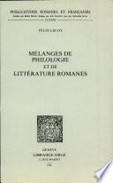 Mélanges de philologie et de littérature romanes
