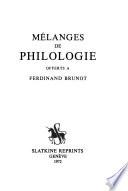Mélanges de philologie offerts à Ferdinand Brunot