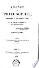 Mélanges de philosophie, d'histoire et de littérature