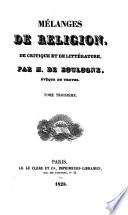Mélanges de religion, de critique et de littérature