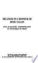 Mélanges en l'honneur de Denis Tallon
