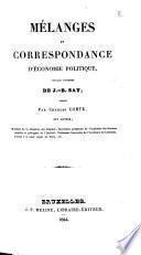 Mélanges et correspondance d'économie politique Jean-Baptiste Say