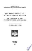 Mélanges offerts à M. Charles Haguenauer