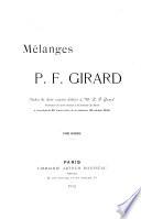 Mélanges P. F. Girard