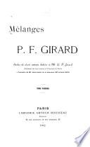 Mélanges Paul Frédéric Girard