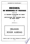 Mélanges Roger Aubenas