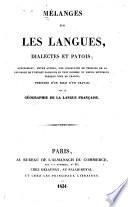 Mélanges sur les langues, dialectes et patois