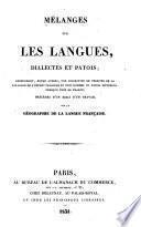Mélanges sur les langues, dialectes et patois