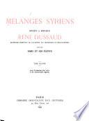 Mélanges syriens offerts à monsieur René Dussaud