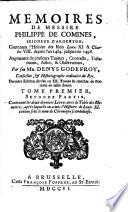 Mém. contenans l'hist. des rois Louys XI et Charles VIII