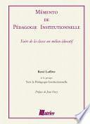 Mémento de pédagogie institutionnelle
