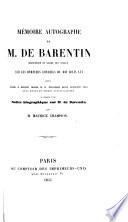 Mémoire autographe de M. de Barentin ... sur les derniers conseils du roi Louis XVI publié d'après le manuscrit original de la Bibliothèque Royale ... avec notes et pièces justificatives, et précédé d'une notice biographique sur M. de Barentin par M. Maurice Champion