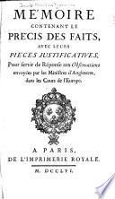 Mémoire contenant le précis des faits