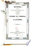 Mémoire en réponse à l'article inséré dans le Courrier de Lyon le 29 décembre 1834, relativement aux affaires de l'Hôpital