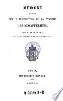 Mémoire historique sur la destruction de la dynastie des Mozaffériens