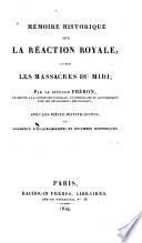Mémoire historique sur la réaction royale